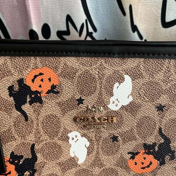 Coach Brown Tote with Halloween Motif - Picture 6 of 8